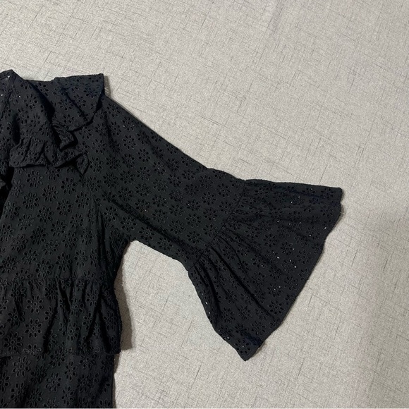 Madewell Tiered Eyelet Smock Dress Black Ruffles 2 XS - Picture 12 of 13